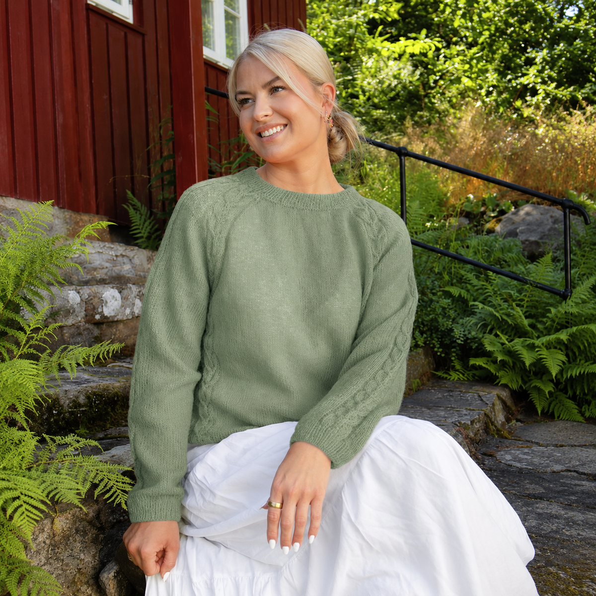 Strikkepakke Aida genser - Jadegrønn
