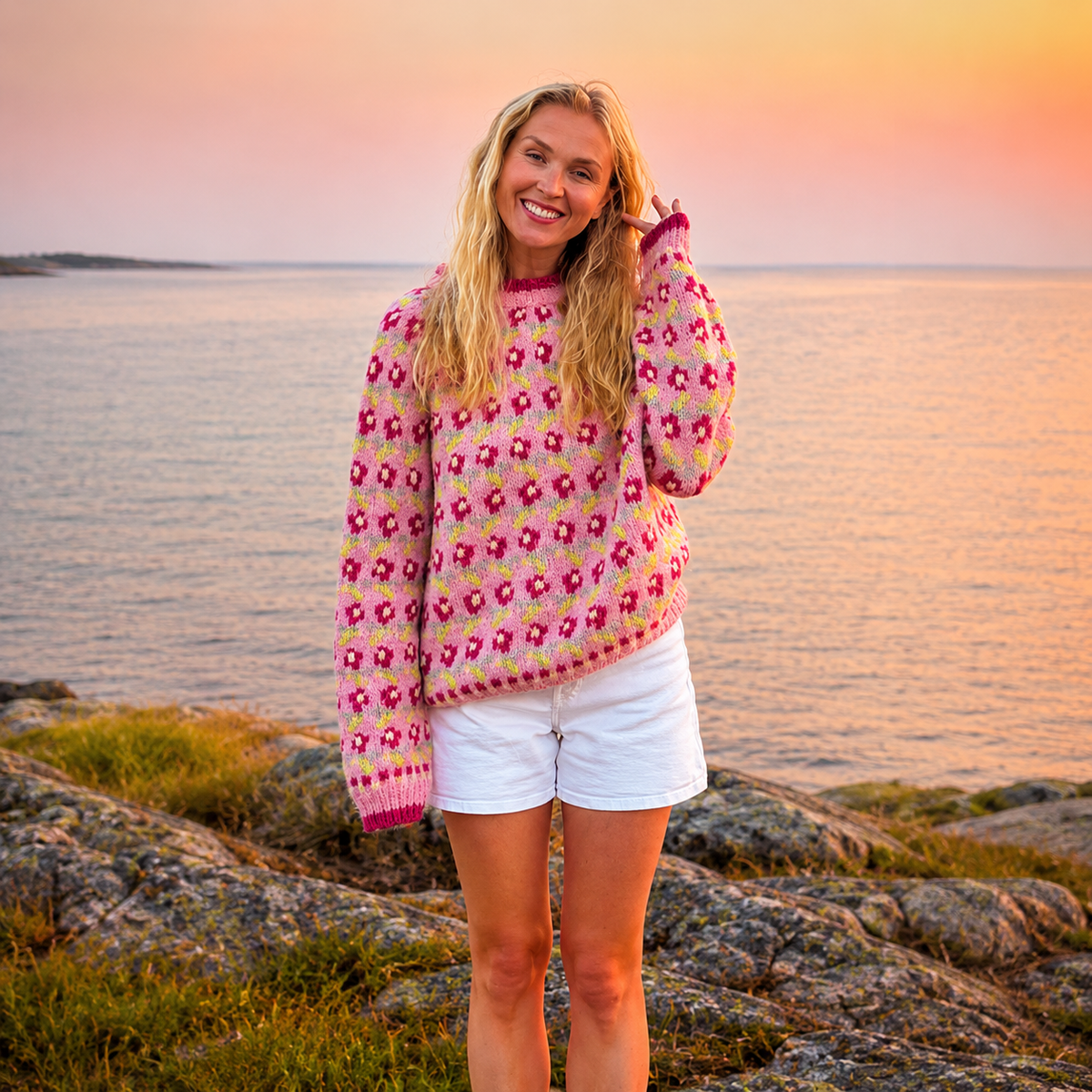 Strikkepakke Ellinor genser - Rosa