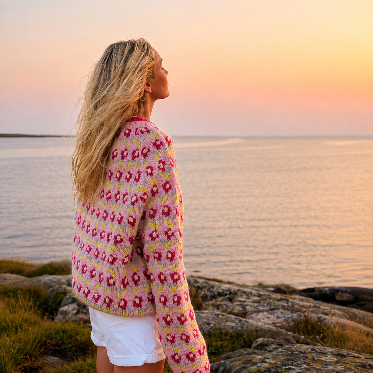 Strikkepakke Ellinor genser - Rosa