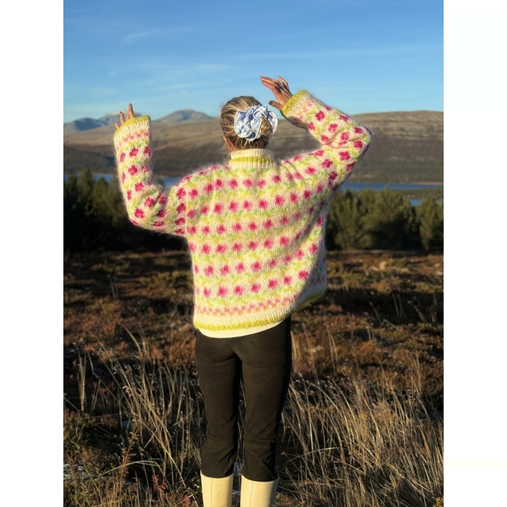 Strikkepakke Ellinor hvit/rosa (Soft)