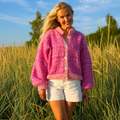 Strikkepakke jakke Hanami - Soft pink/ Fuchsia