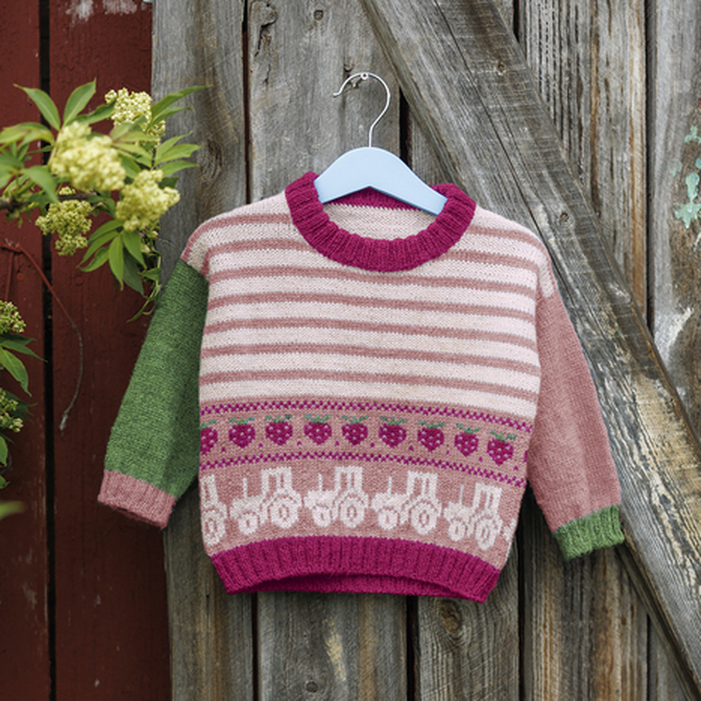 Strikkepakke Sebbi sett rosa/grønn