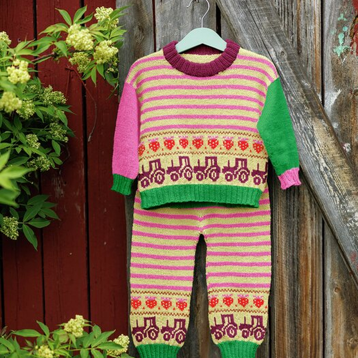 Strikkepakke Sebbi sett rosa/gul