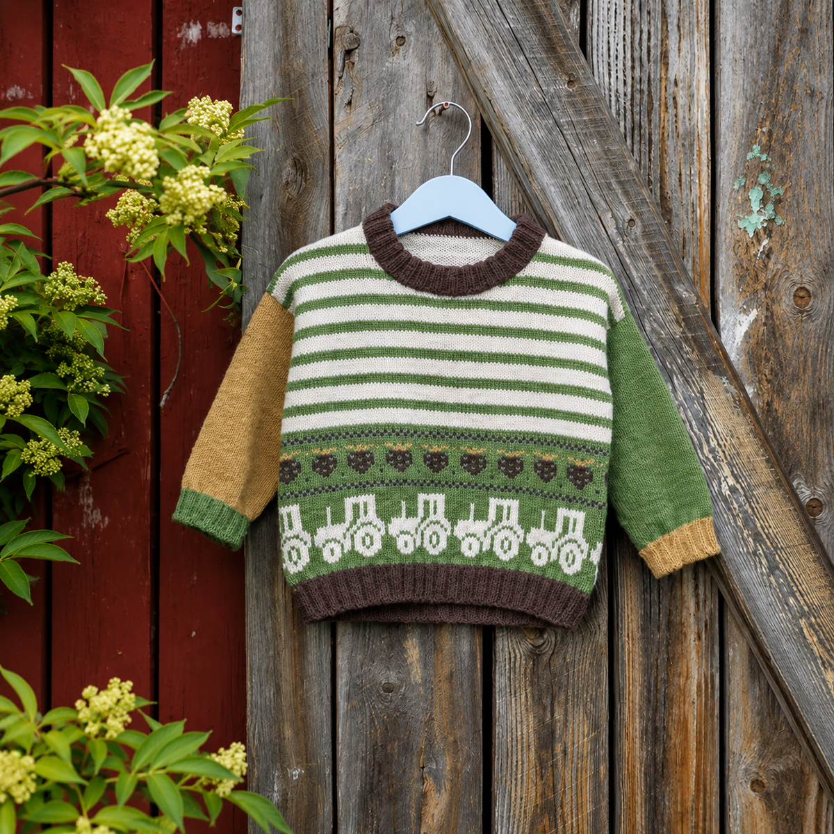 Strikkepakke Sebbi sett grønn/brun