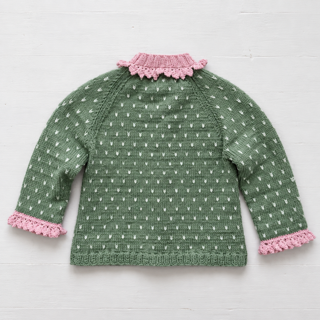Strikkepakke Strawberry jakke grønn/rosa