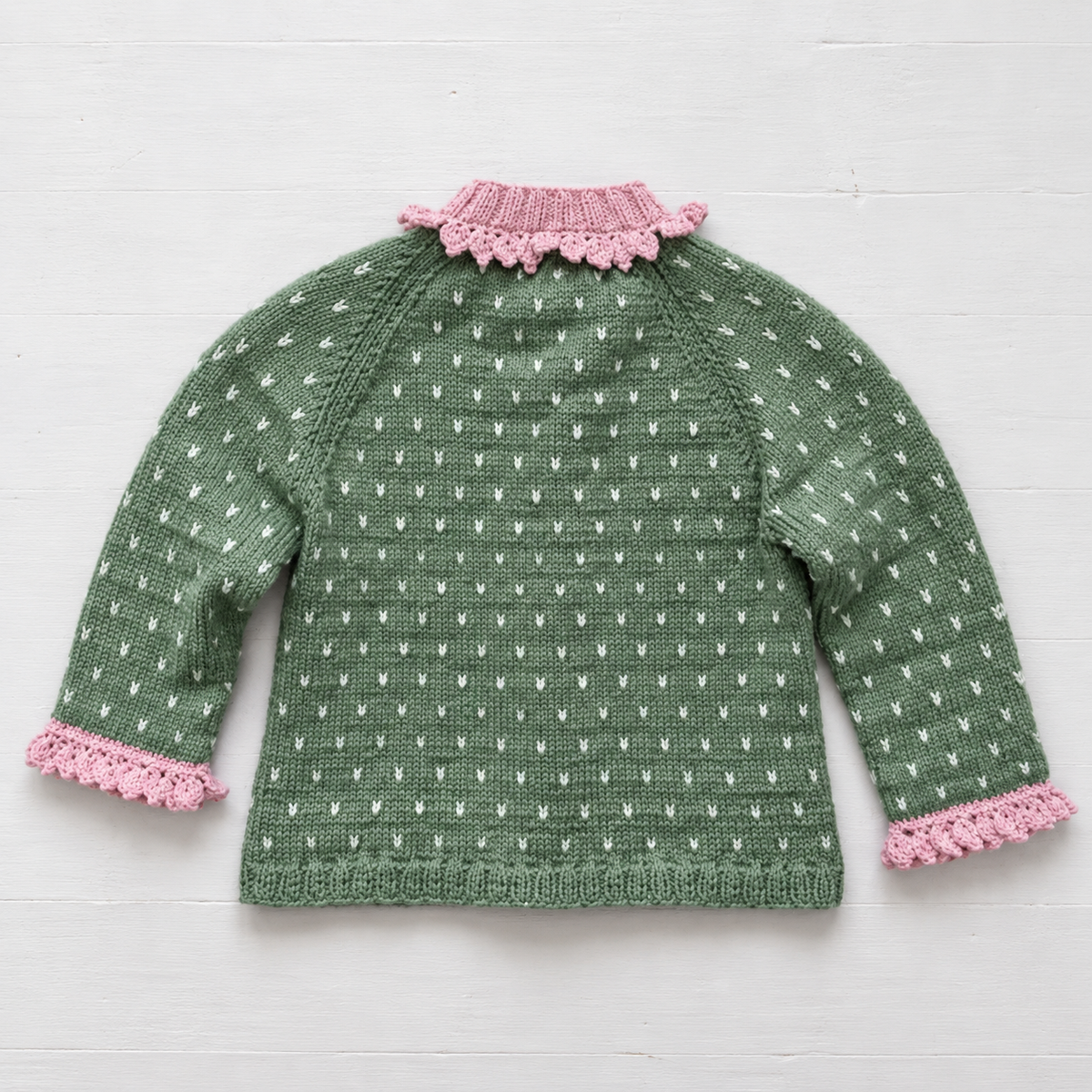 Strikkepakke Strawberry jakke grønn/rosa