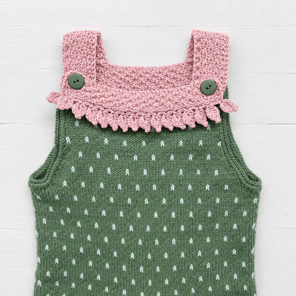 Strikkepakke Strawberry bukse grønn/rosa